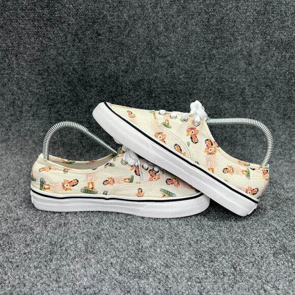 Vans‎ Sneakers Women's 7 Cream Aloha Hula Girls Low Lace Up Athletic Skate Shoes - Picture 8 of 13